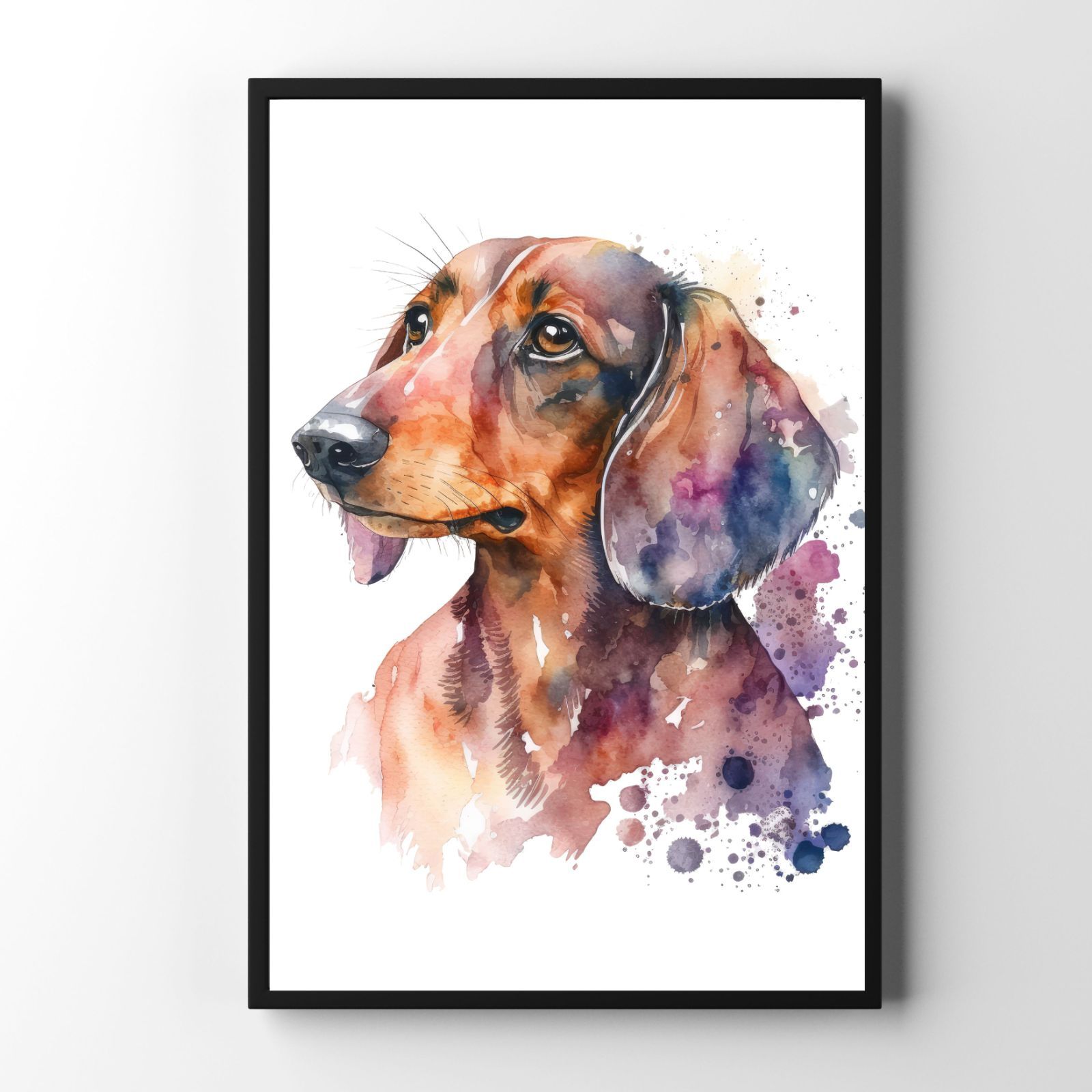 PET114】ダックスフンド 犬アート インテリアポスター 水彩 いぬの絵 