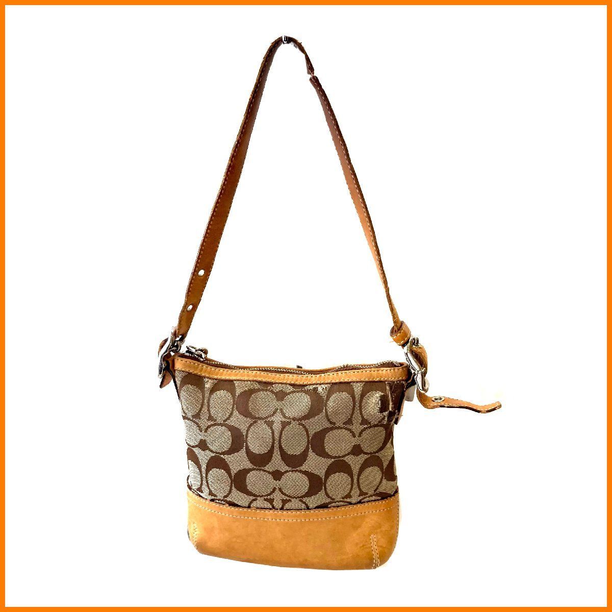 中古○COACH/コーチ○ミニハンドバッグ シグネチャー キャンバス 1523 