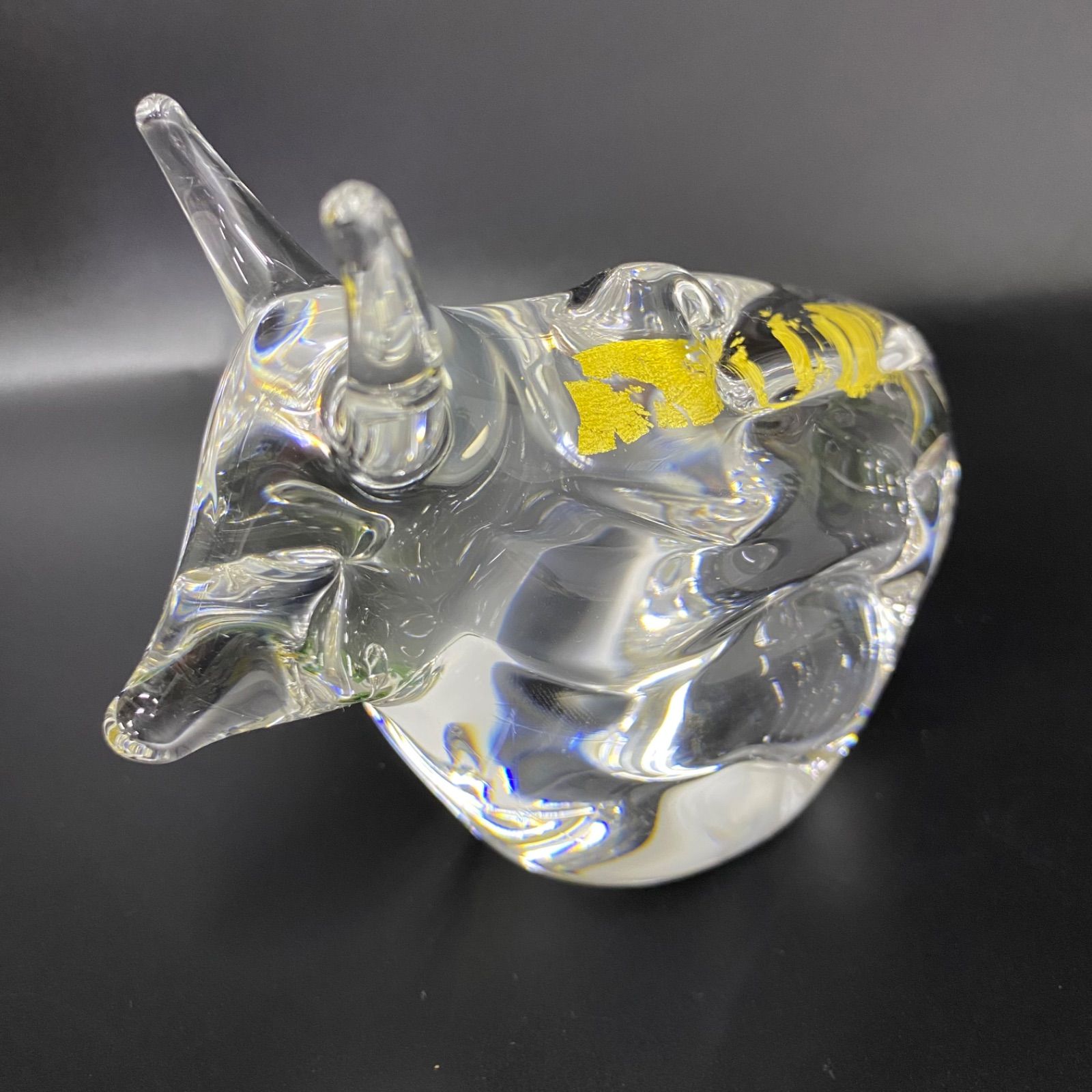 希少美品】Multi Glass ガラス製 丑 牛 オブジェ 置物 クリスタル 透明 