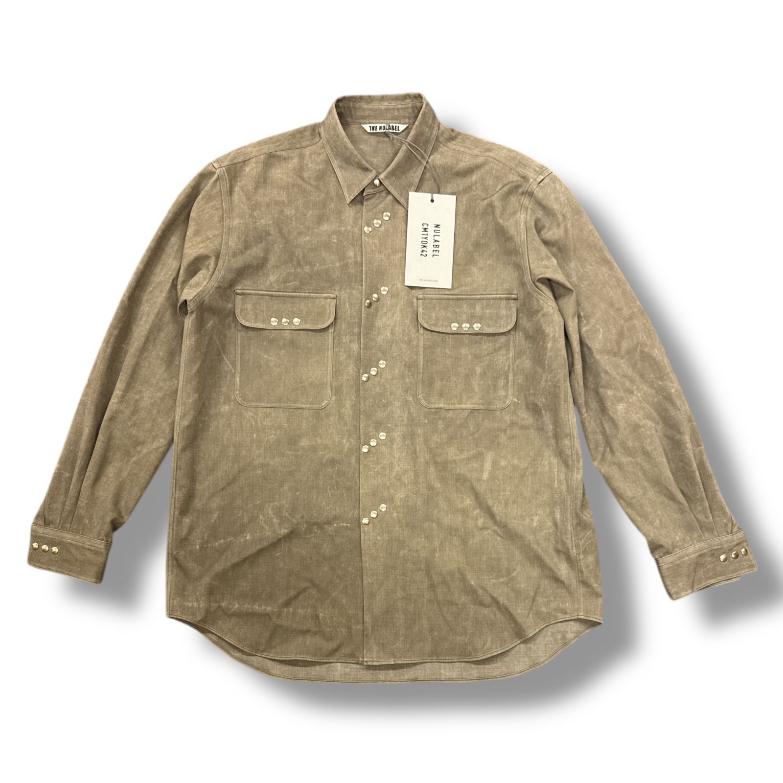 【定価59400円】NULABEL ナチュラルダイ ウールギャバジン シャツ 定価59400円】NULABEL ナチュラルダイ ウールギャバジン シャツ