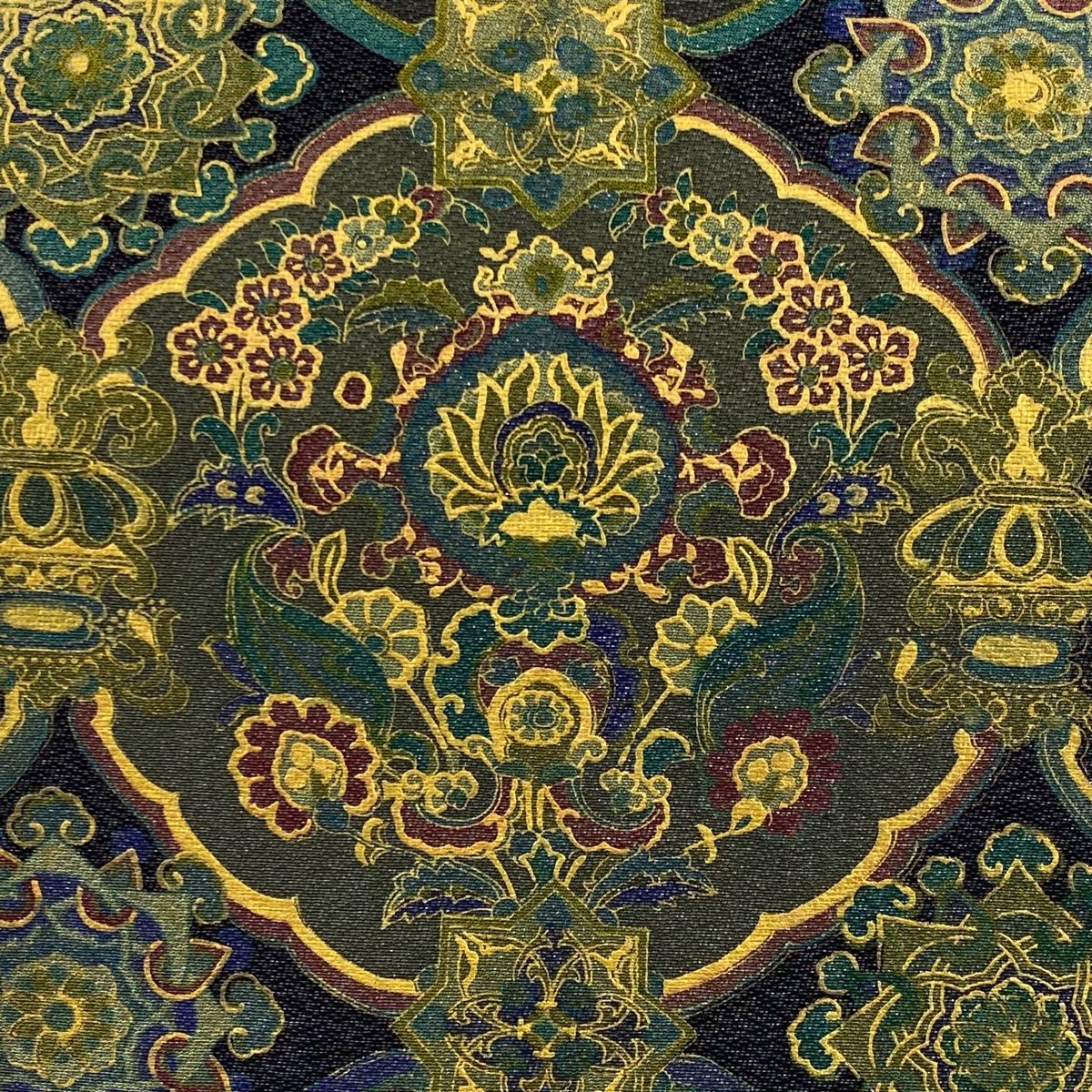 袋帯 前田仁仙 落款 草花 鳥 銀糸 金彩 茶紫 全通 正絹