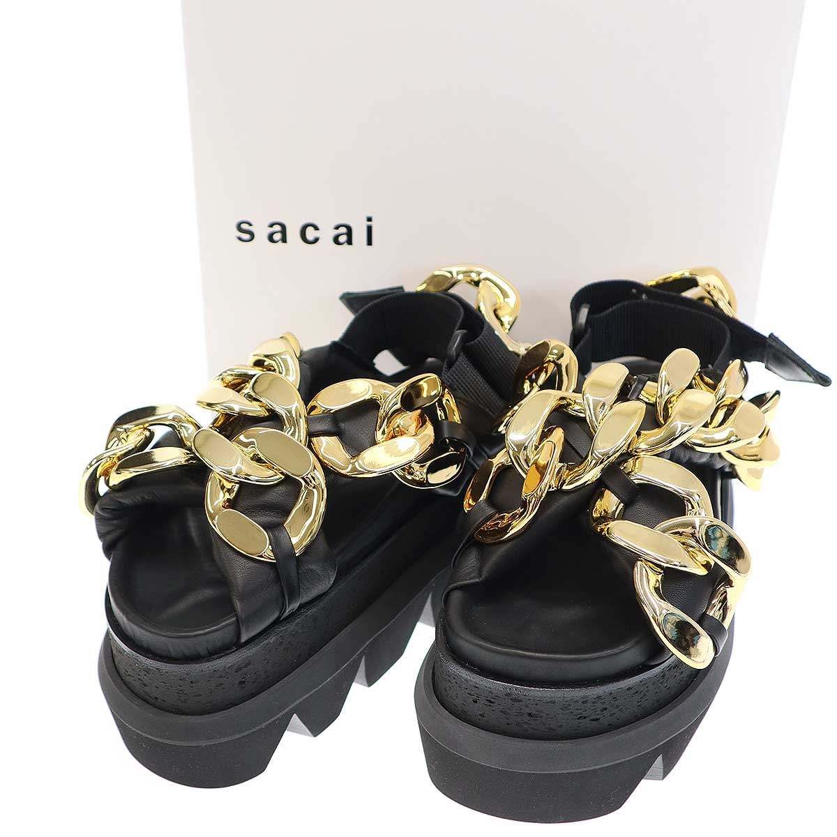 未使用✨sacai サカイ プラットフォーム ベルトサンダル　厚底　黒　37 sacai(サカイ) レザープラットフォームサンダル ブラック サイズ