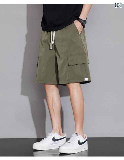 [4XL]メンズ ファッション 服 男性用 オシャレ シンプル 大人 かっこいい 大きいサイズ ストリート 紳士服 サマー カジュアル パンツ 夏 薄手 ゆったり ビーチ ズボン 冷感 ミッド スーツ 五分