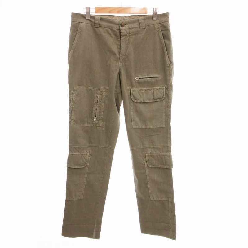 ブルネロクチネリ BRUNELLO CUCINELLI カーゴパンツ ワーク シャドーチェック テック 48 M カーキ /TZ EC