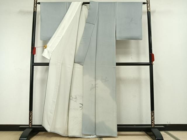 平和屋着物▽訪問着 無双 紗袷 紗×絽 手描き 立波飛鳥文 正絹 逸品 未