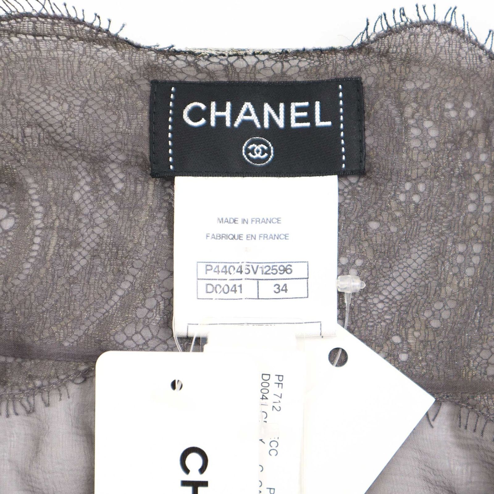 CHANEL - CHANEL シャネル 2012 Pre Fall レースデザインキャミソールトップス P44045V12596 グレー 34 CHANEL シャネル 2012 Pre Fall レースデザインキャミソール