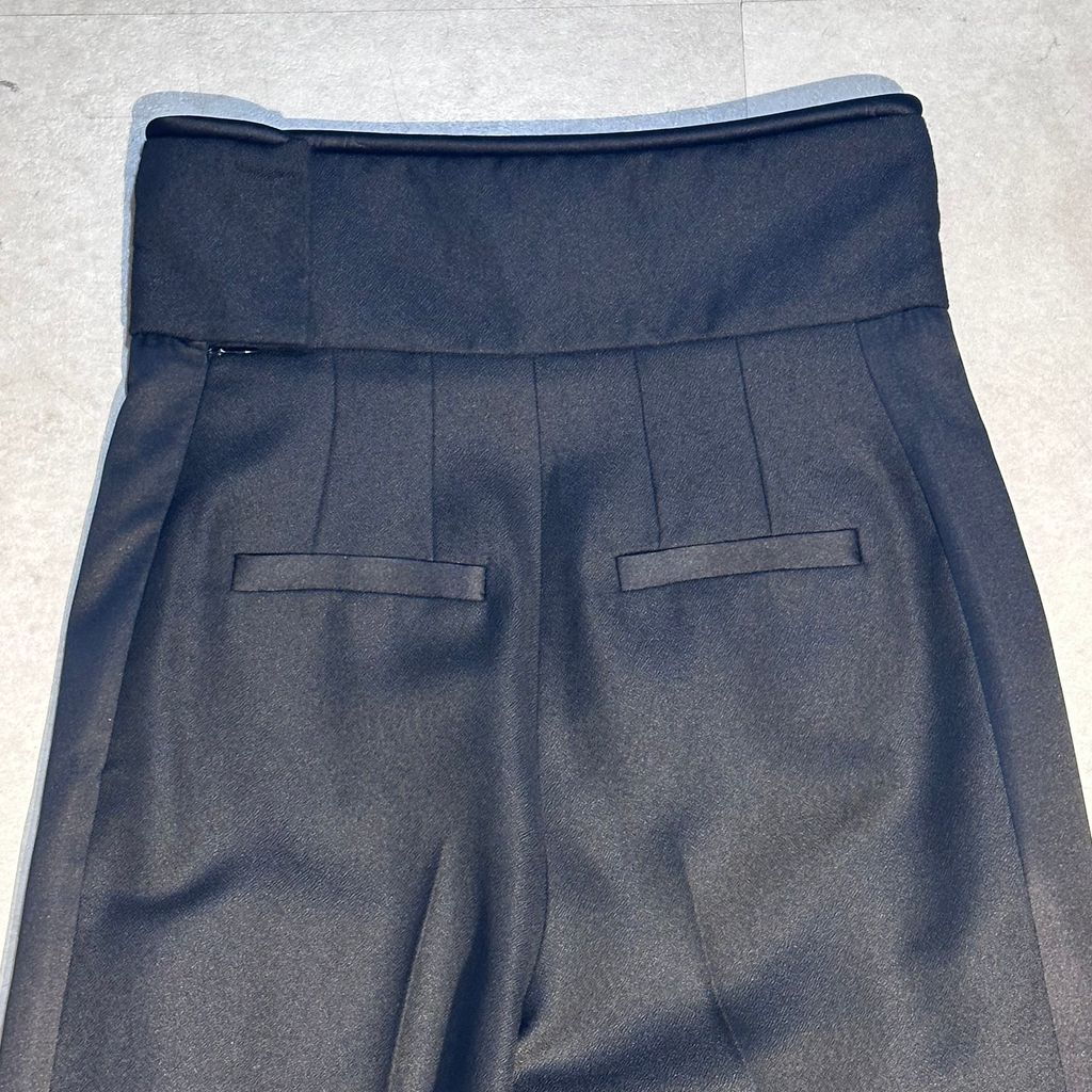 HERMES ウールパンツ 36 現行】HERMES エルメス ワイドスラックスパンツ ブラック size