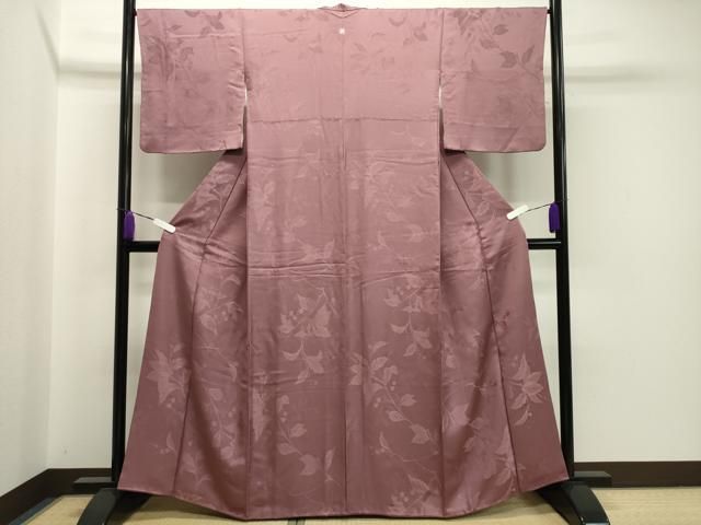 平和屋着物●上質な色無地 南天地紋 鴇浅葱色 正絹 CAAX5840gh