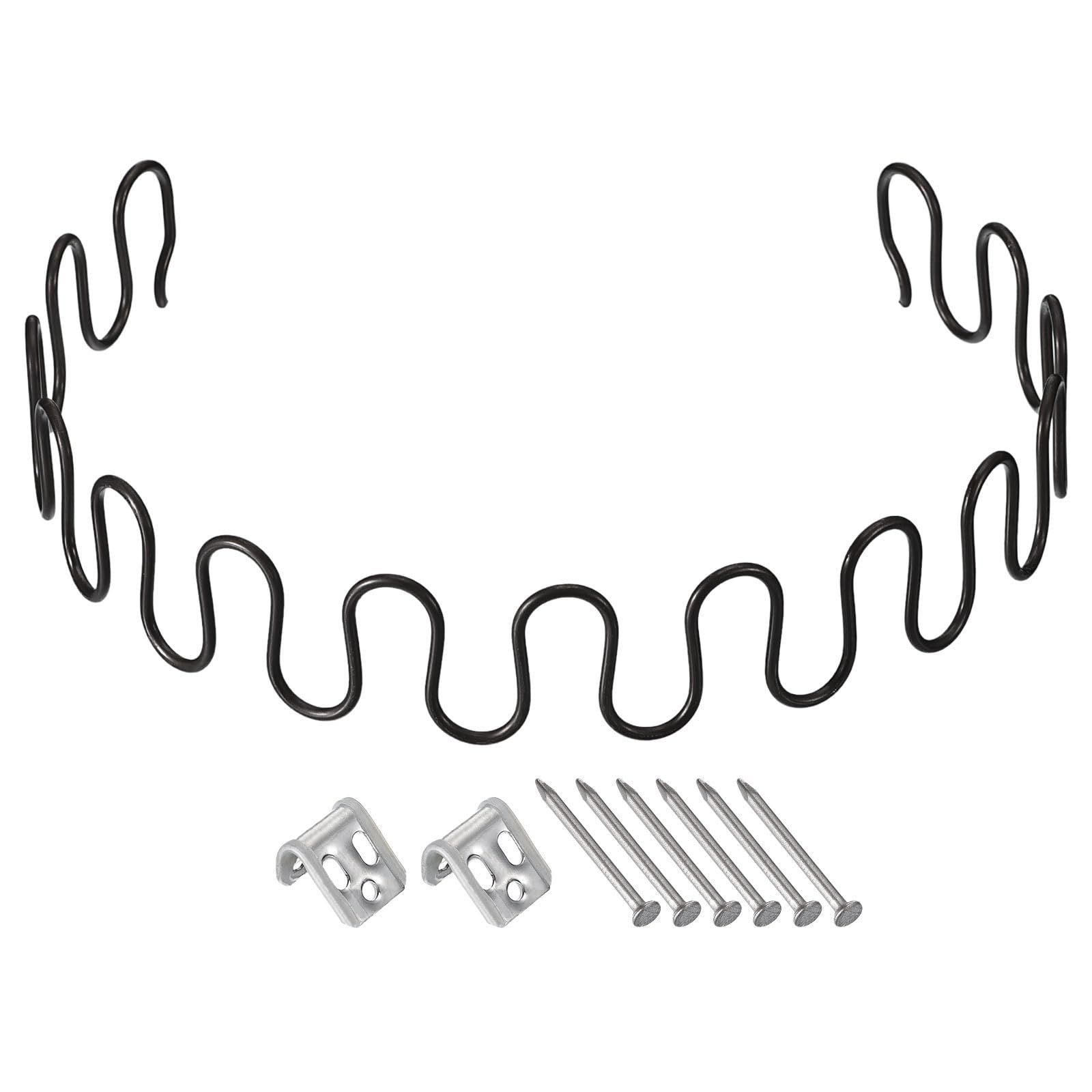 uxcell ソファスプリング 交換 クリップネイル付き 丸型スプリング リクライニングパーツ 家具ソファの修理用 固定椅子 サギングシート 650mm ブラック