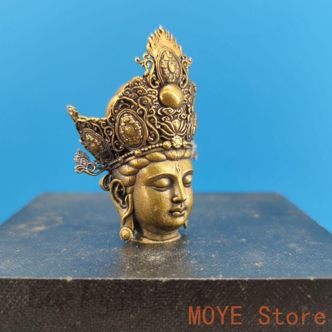 銅 細工 霊吉普薩準提仏母菩薩仏頭 装飾品 工芸品 置物zw0829