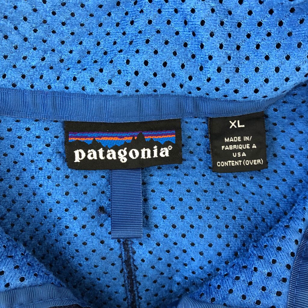 90年代 USA製 patagonia パタゴニア レトロカーディガン フリースジャケット 雪無しタグ ブルー (メンズ XL) 中古 古着 P6525