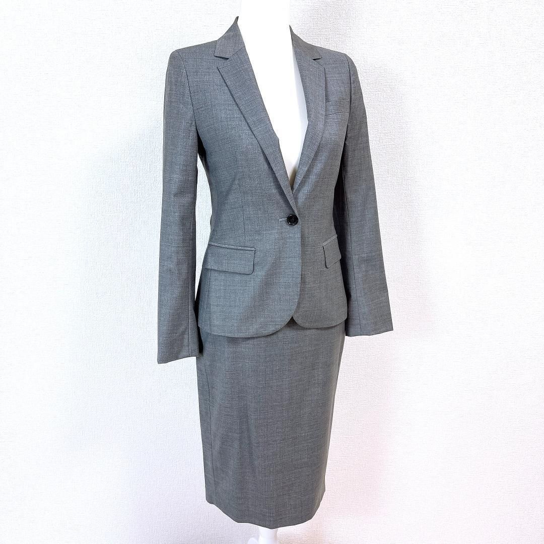 Theory スカートスーツセットアップ ワンボタン 0 グレー 無地
