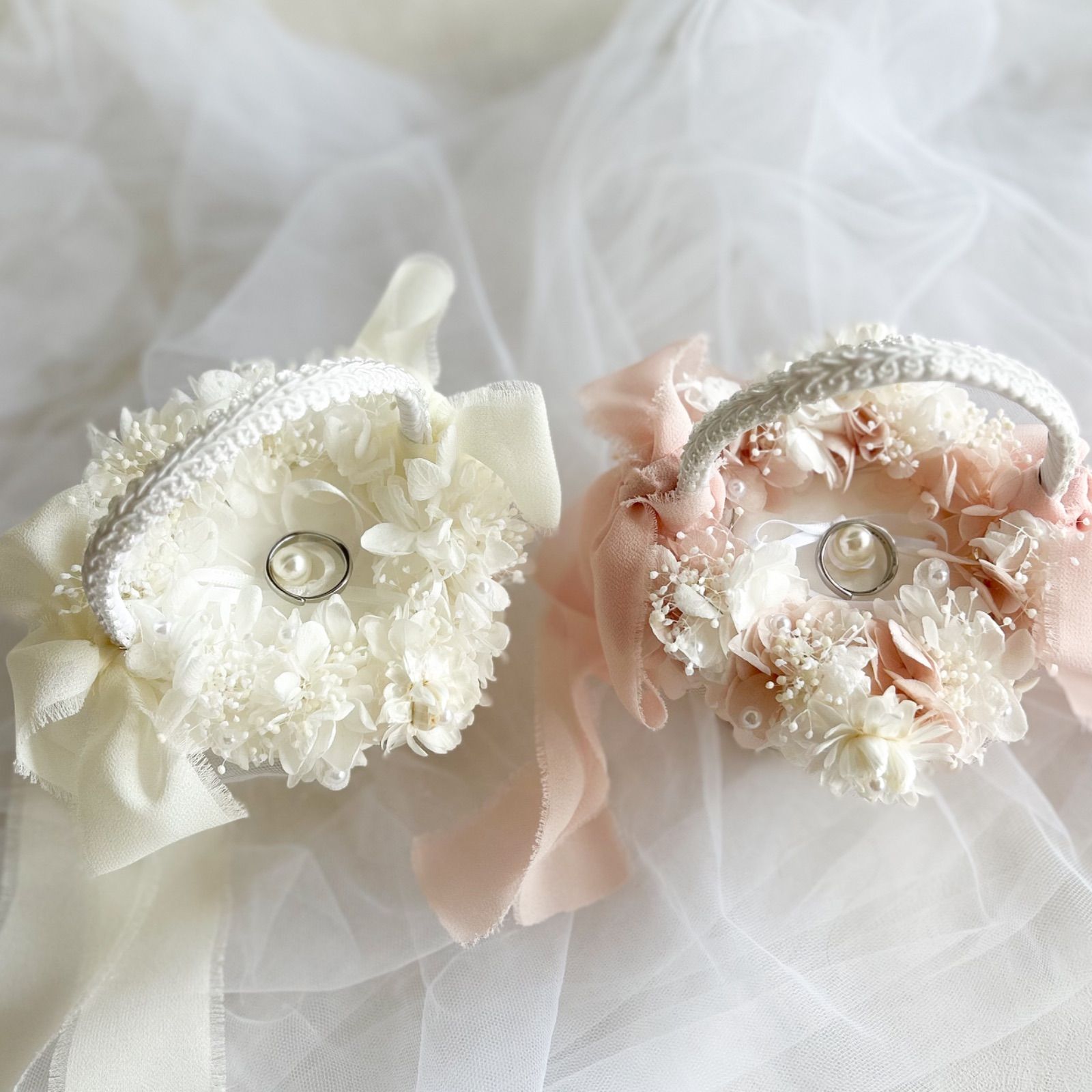 2人で運べる 2個セット リングガール リングピロー リングボーイ 結婚 