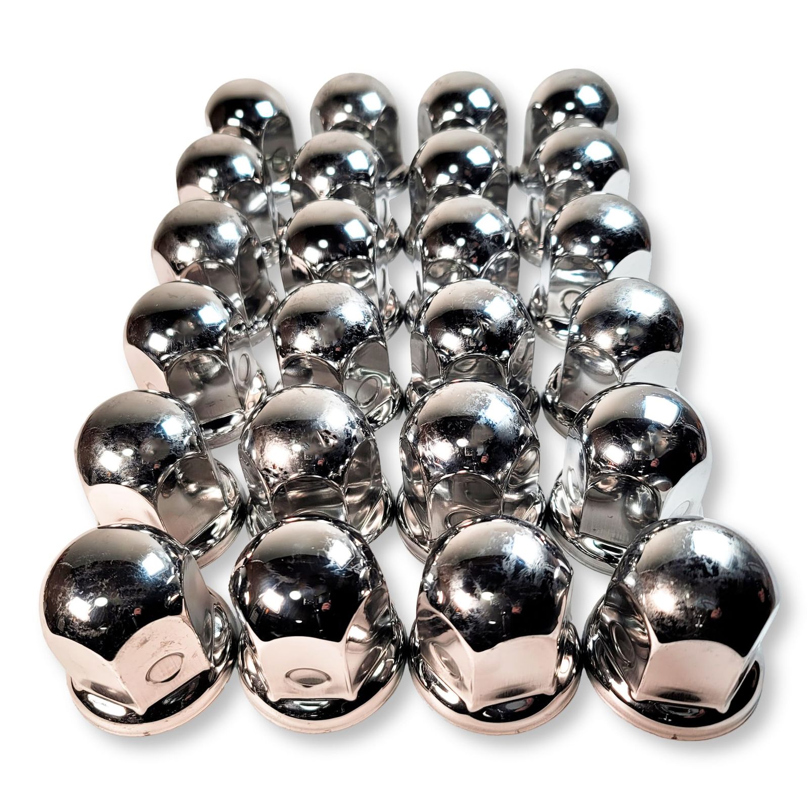 トラック 大型 ダンプ 6 8穴用 鏡面仕上げ デコトラ カバー カスタム 高さ55mm 汎用品 JIS41mm ドレスアップ ステンレス製 24個セット 予備 ナットキャップ