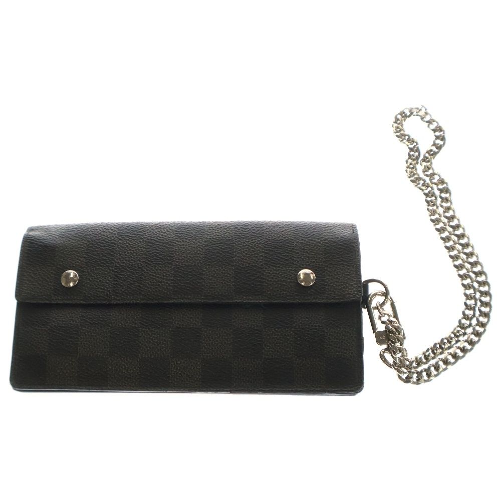 LOUIS VUITTON ルイヴィトン ダミエグラフィット ポルトフォイユ アコルデオン ウォレットチェーン付き PVC 長財布 ブラック N60023