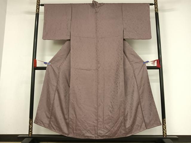 平和屋着物○上質な色無地 作家物 利休彩夢 紋意匠 鳩羽色 正絹 逸品