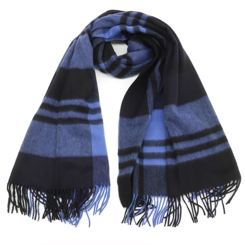 中古】ジョシュアエリス Joshua Ellis カシミヤ チェック 大判マフラー  