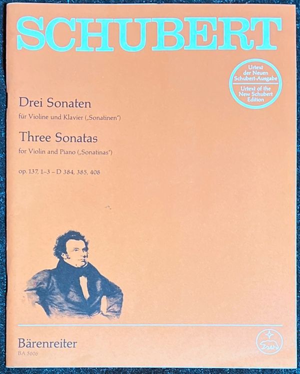 シューベルト 3つのソナタ Op.137/1-3(D384.385.408) (ヴァイオリン+ピアノ)輸入楽譜 Schubert Drei  Sonaten 洋書 - メルカリ