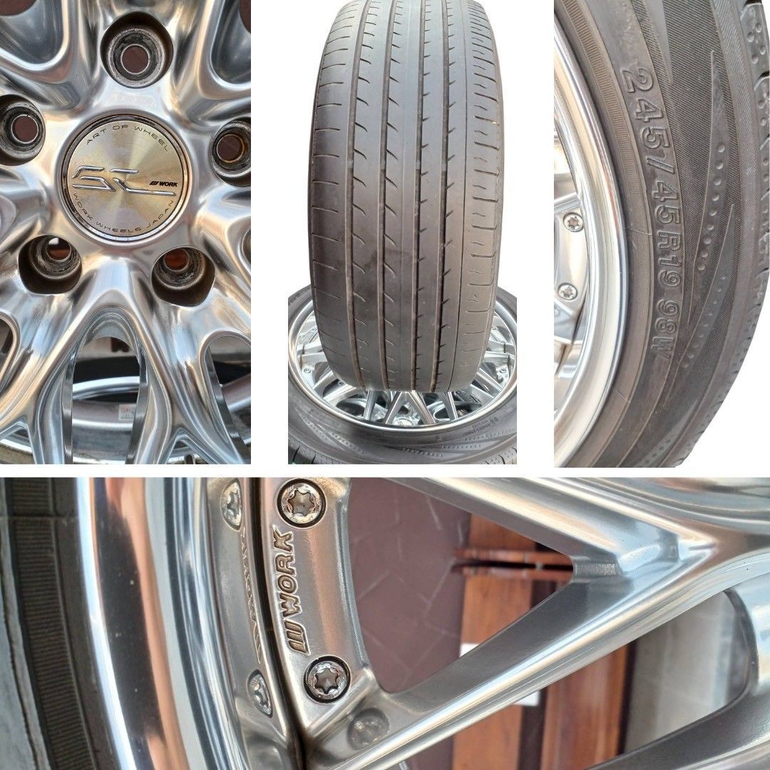 WORK 夏タイヤ（ホイール付き）245/45R19 タイヤ溝1山程度 タイヤ 