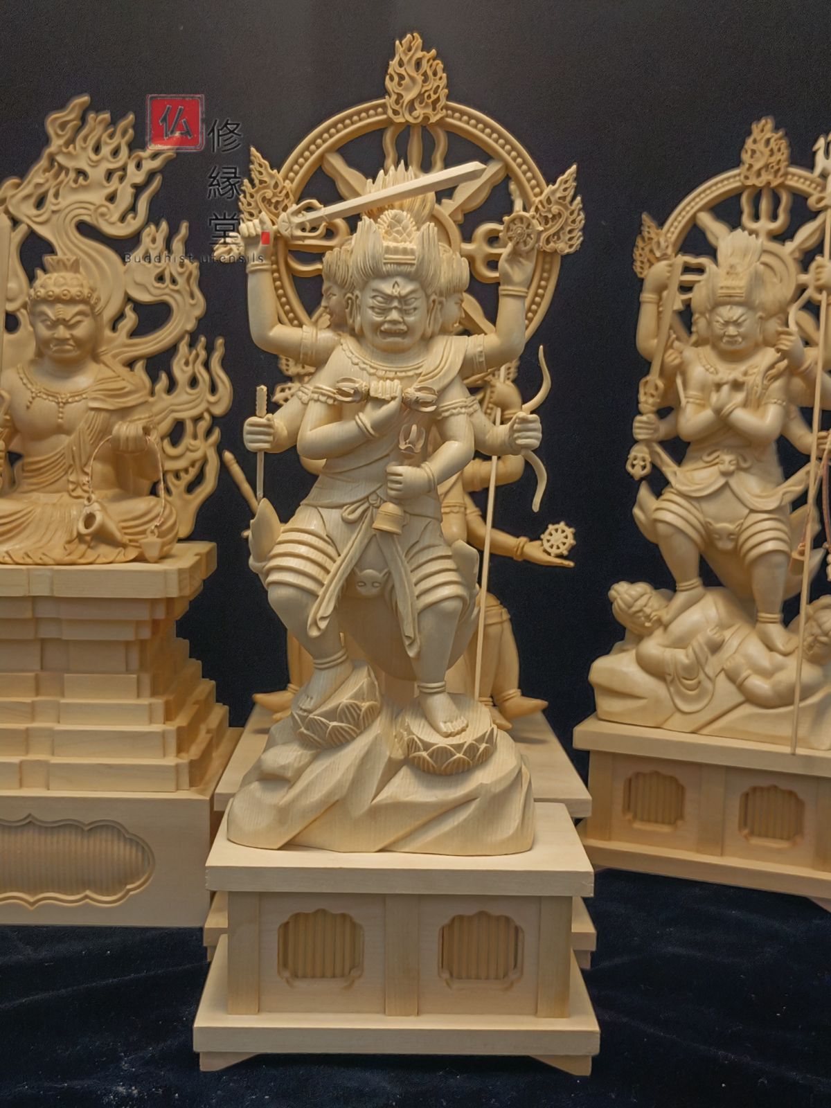 五大明王像一式 彩繪 仏壇仏像 貴重古美術 祈る厄除 収蔵品 - 美術品