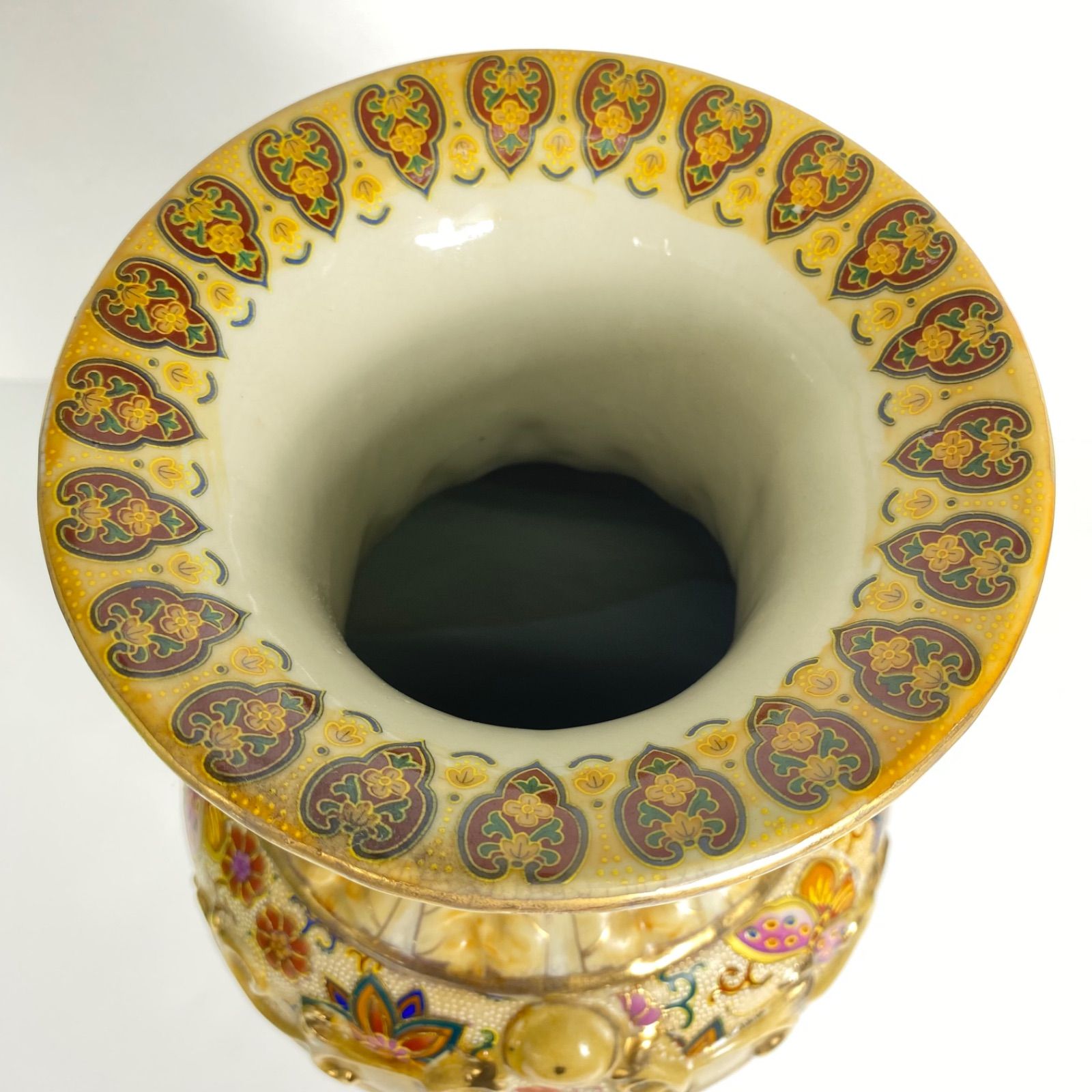 薩摩焼 花鳥風月図 金彩絵付 壺 花瓶 高さ約45cm 飾壺 骨董 和風