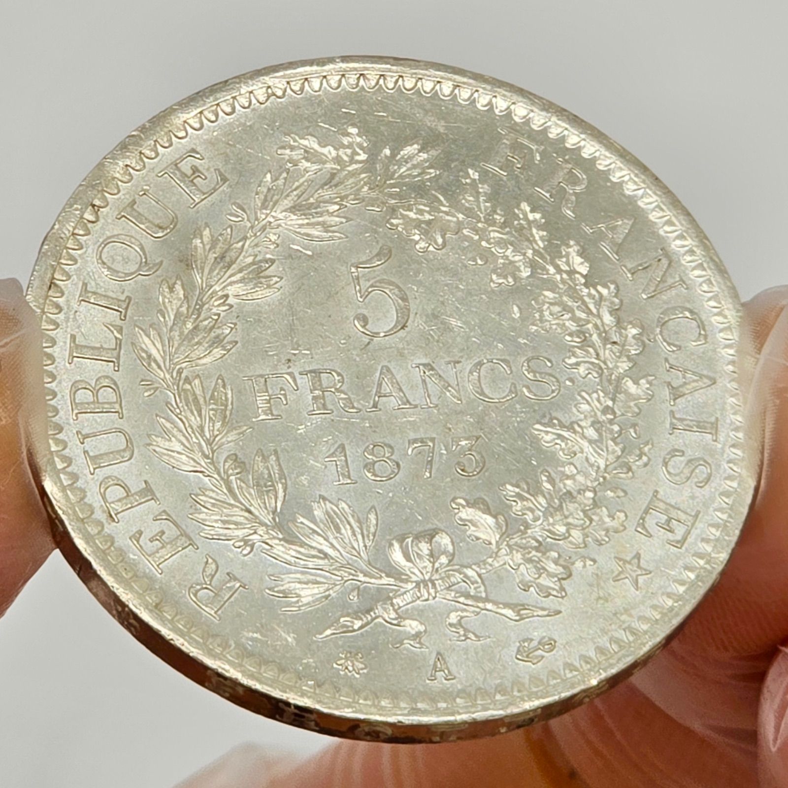 コリアグランドセール 1873年 フランス 5フラン 月桂樹と 女神 ヘラクレス 銀貨 貨幣