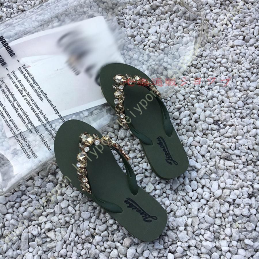 厚底 ビーチサンダル レディース ビーサン ビジュー 厚底