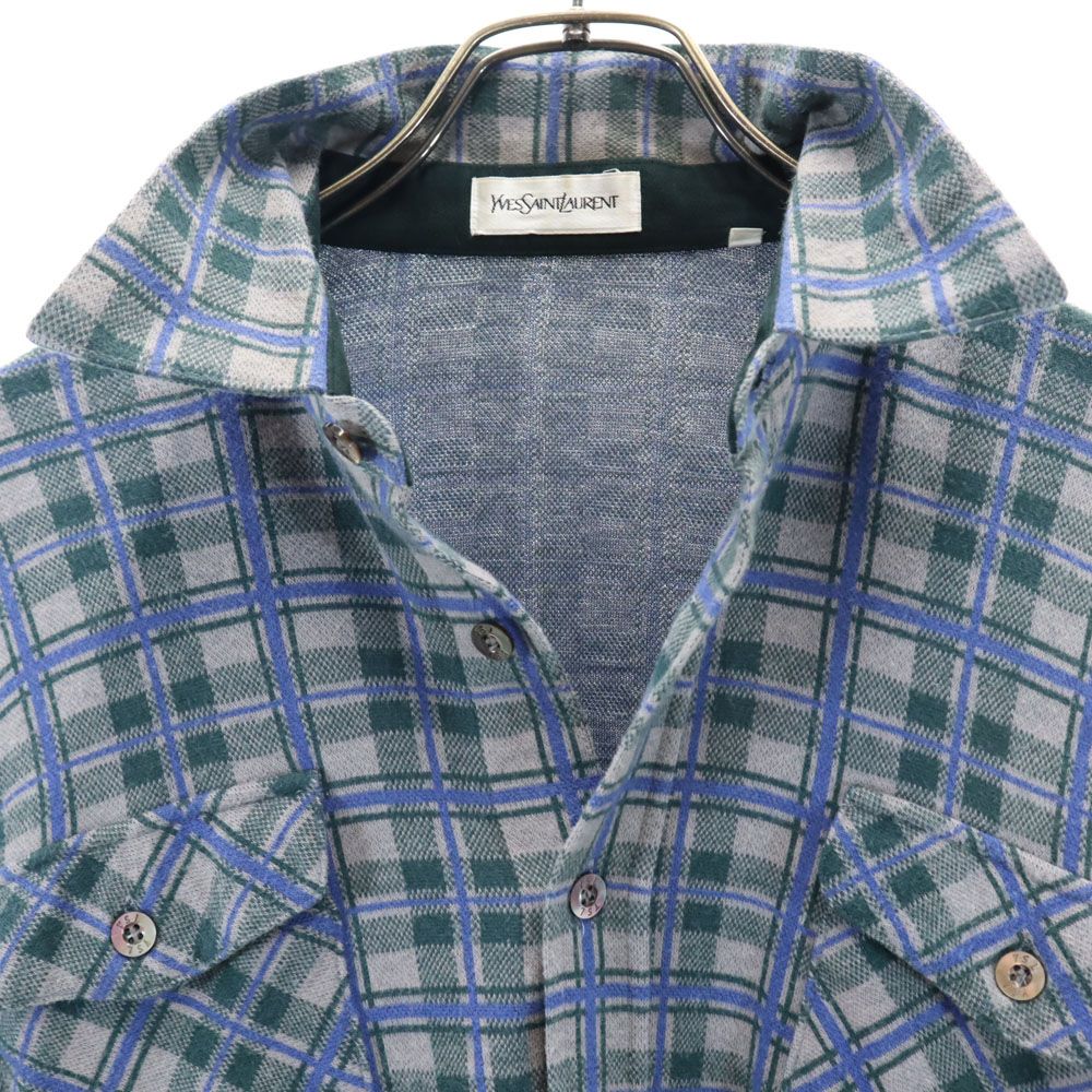 SAINT LAURENT チェック柄長袖シャツ 楽天市場】【中古】 イヴサンローラン 80s 90s オールド