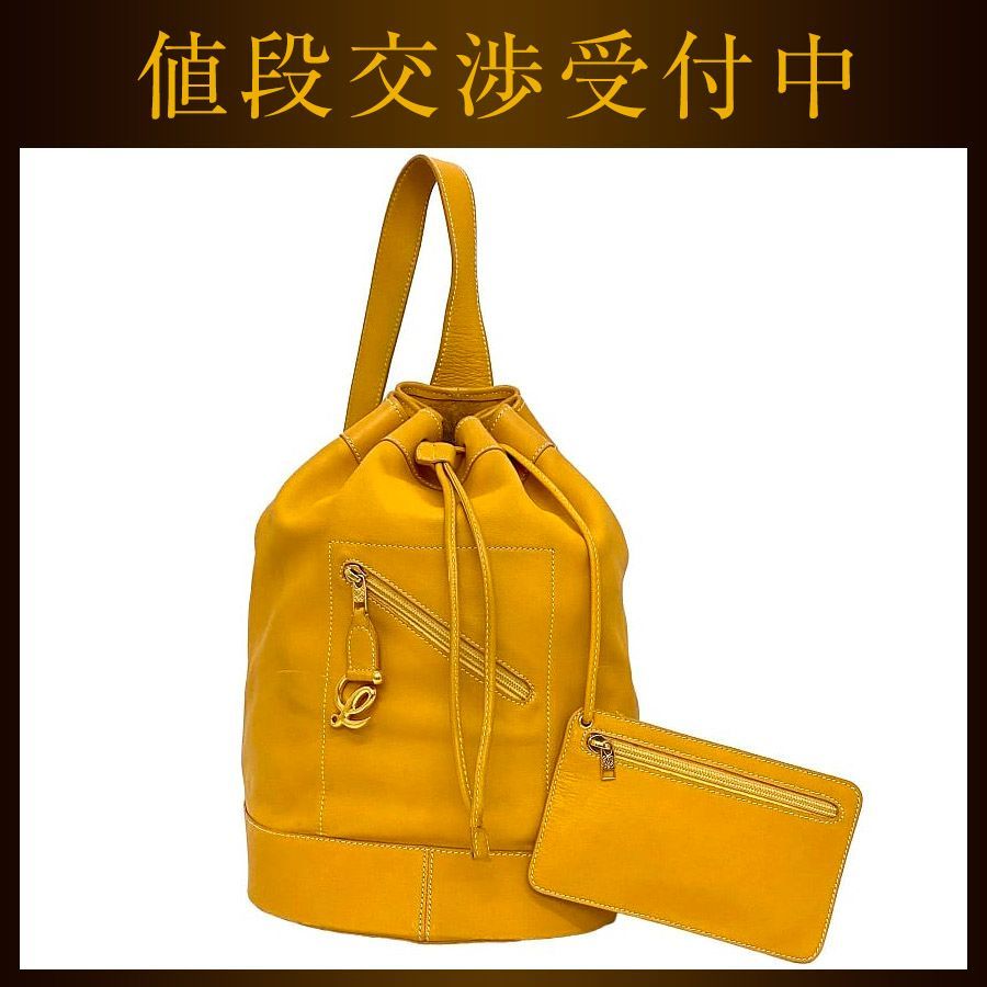 ロエベ ダッフルバッグ 巾着 キャメル ゴールド アナグラム 美品