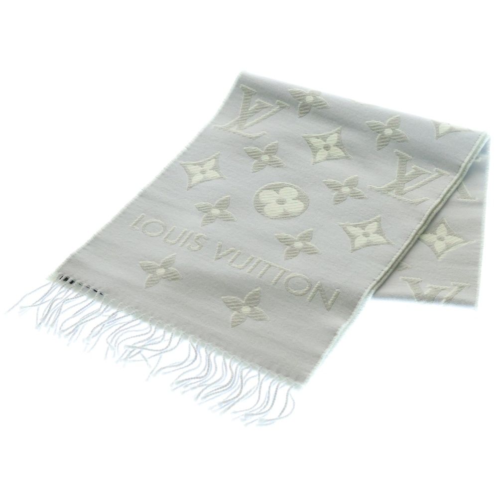 LOUIS VUITTON ルイヴィトン LV モノグラム エセンシャル シャイン ウール混マフラー ラベンダー レディース M78895