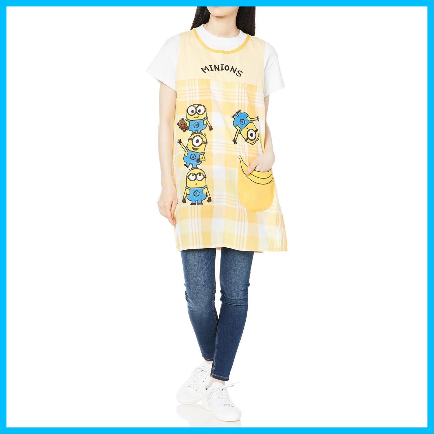 在庫 大人用 キャラクター ミニオンズチェック ラン型 保育士 保育園 レディース エプロン 幼稚園 ミニオン 4805038500 丸眞