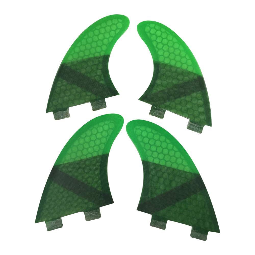 UPSURF サーフボードフィン Double Tabs K2.1サイズ 4枚セット サーフィン カーボン surfboard fins グリーン