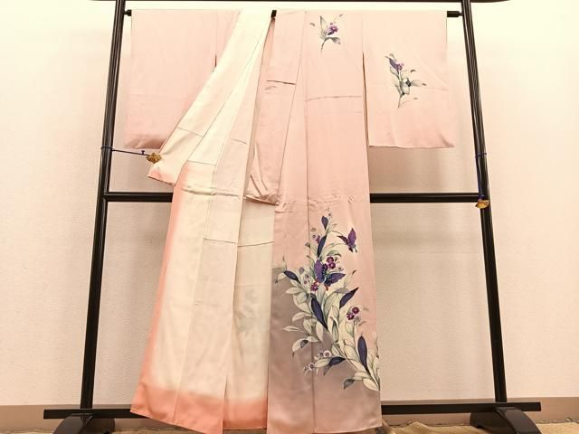 平和屋着物○訪問着 地紙花蝶文 暈し染め 金彩 正絹