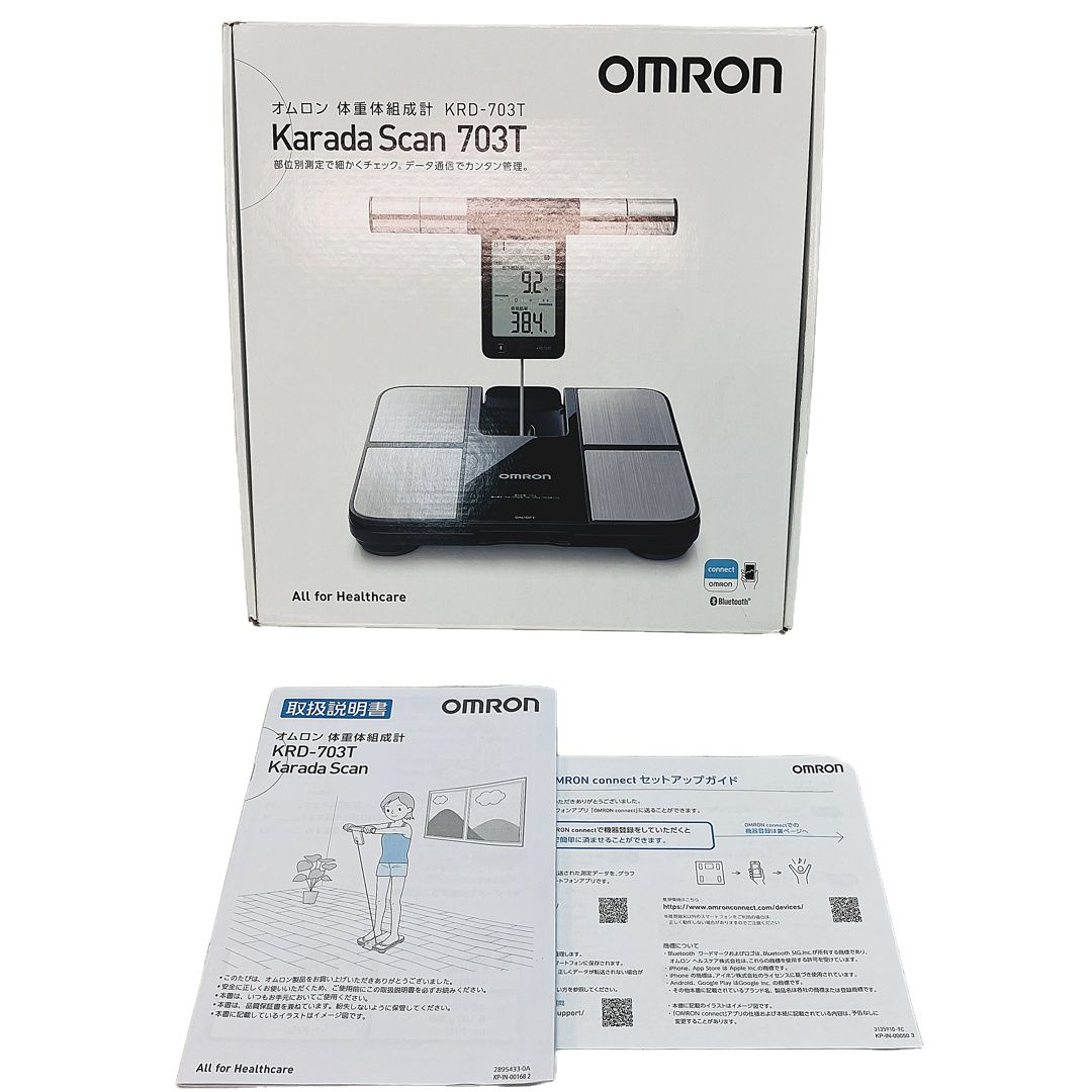 未使用OMRON Karada Scan 703T KRD-703T ブラック 特別価格】体重体組成計 KRD-703T カラダスキャン 両手両足測定