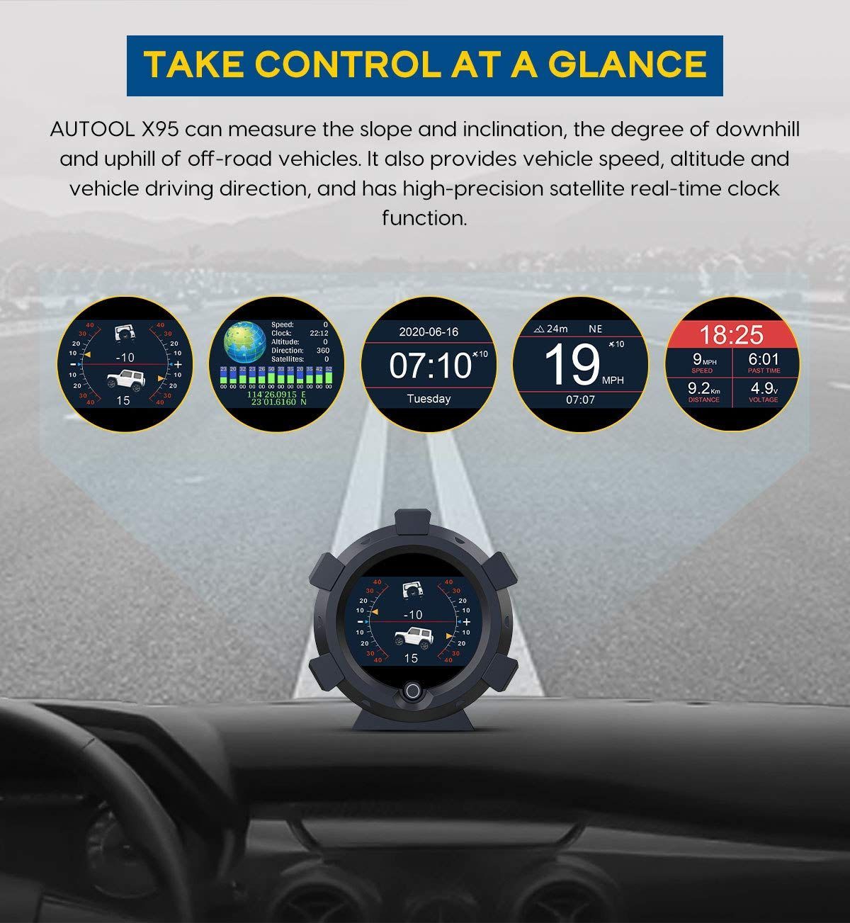 数量限定】OBEST X95 多機能メーター コンパス GPS スピードメーター自動車傾斜計 スピードメーター 車両角度勾配計  オフロード専用5Ｖ-28Ｖ メルカリShops