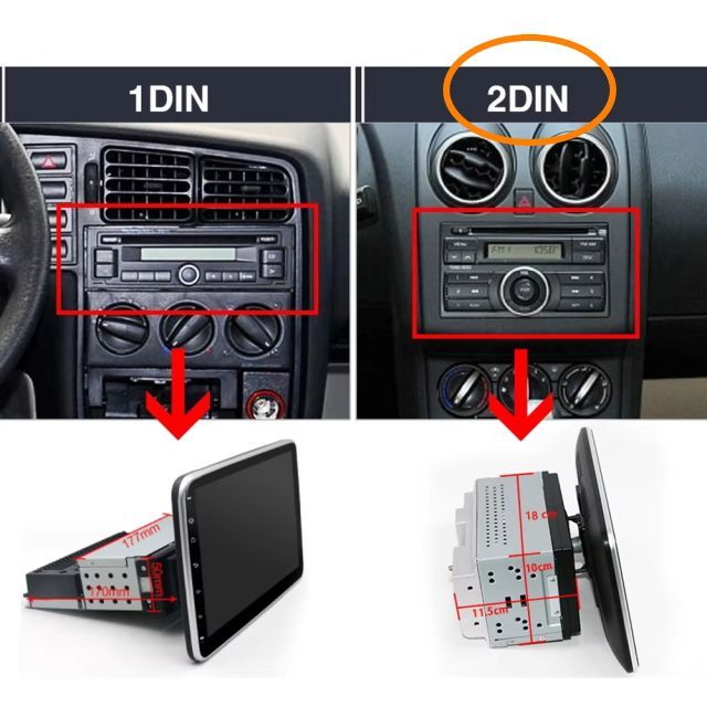 縦画面＆横画面どちらにも出来る回転するカーナビ 2DIN 大画面10インチ
