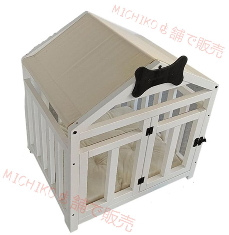 豪華な犬小屋 かご 犬小屋 木製 無垢材 家 室内 コーギー 小型犬 中型犬 テディ 通用し 洗い物ができ 猫小屋 犬小屋 ペット用ベッド ブラウン クッション 組立