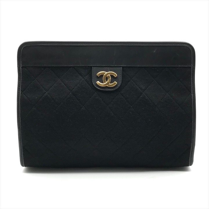 美品✨シャネル クラッチバッグ ココマーク金具 ラムレザー 黒色 良品 シャネル マトラッセ ラムスキン レザー ココマーク