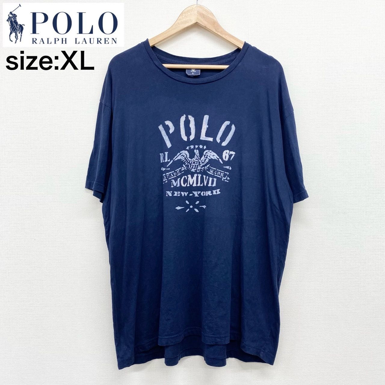 US古着 ポロ ラルフローレン Tシャツ 半袖 ステンシル プリント XL