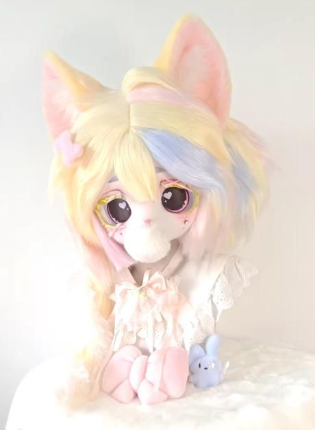 着ぐるみヘッド kigurumi NO.24 青 水色 猫 ファースーツ 全頭ヘッド