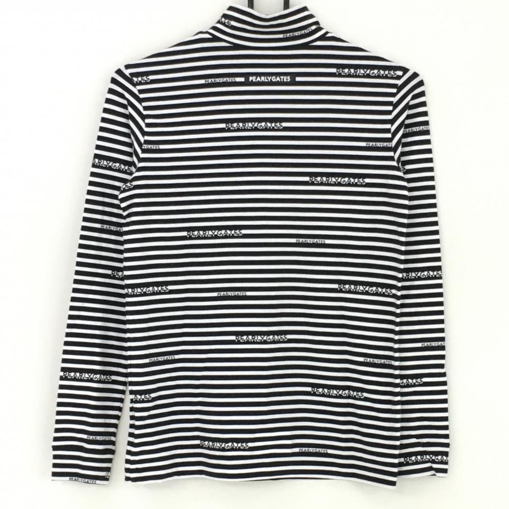 SALE10％OFF【美品】パーリーゲイツ 長袖ハイネックシャツ 白×黒 ボーダー ロゴ レディース 0(S) ゴルフウェア 2022年モデル PEARLY GATES