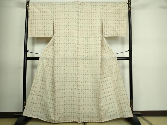 平和屋着物○久留米絣 単衣 綿 紬 菱紋 正絹 逸品 BAAM9513xa