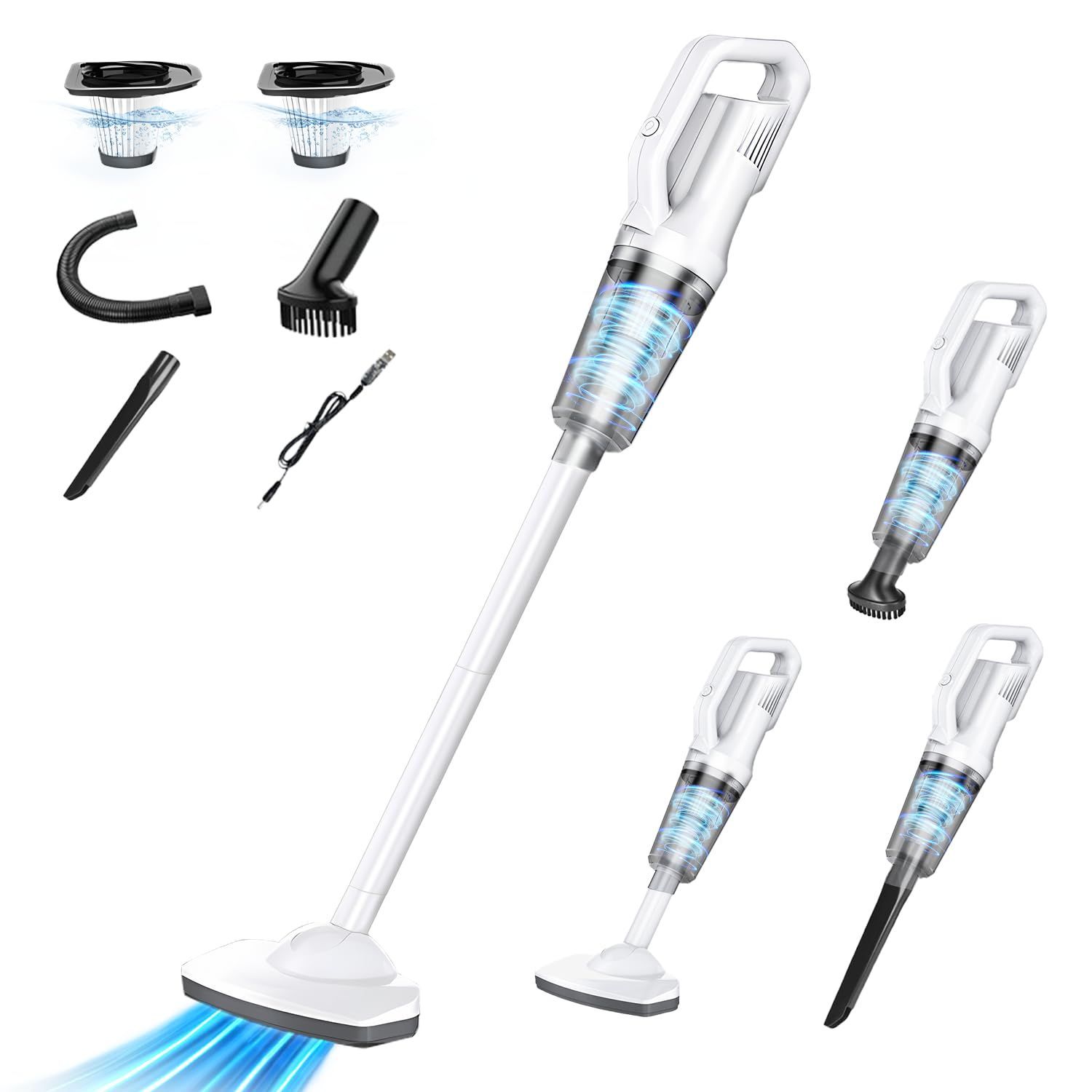 38000Pa 強力吸引 コードレス 長時間稼働 コードレス スティック 電気掃除機 多機能 多種類ノズル スティッククリーナー HEPAフィルター 多層濾過 多機能 2WAY 軽量 gaak Type-C充電式 一人暮らし カーペット ソファー 掃