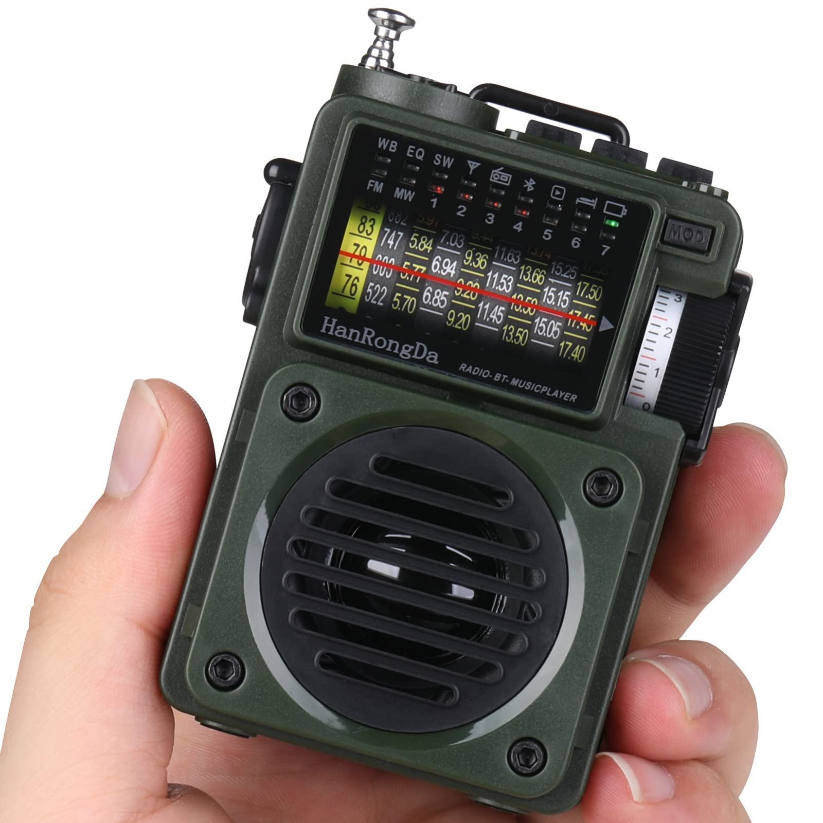 HanRongDa Bluetoothスピーカー 小型BCLラジオ MicroSDカード対応 FM|AM|短波|ワイドFM対応 充電式 MP3レトロプレーヤー タイマー アナログ目盛 日本仕様 アウトドア 防災 旅行に最適 HRD700