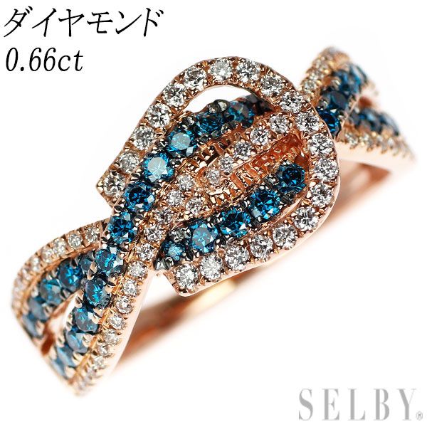 K18PG トリートブルー/カラーレス ダイヤモンド リング 0.66ct - メルカリ 
