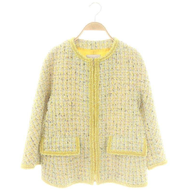 ストラスブルゴ STRASBURGO ツイード ジップジャケット ノーカラー