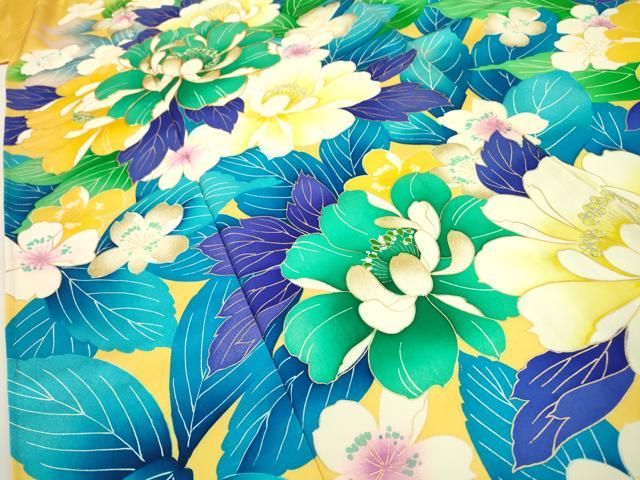 平和屋着物▽豪華振袖 駒刺繍 草花文 牡丹 金彩 正絹 逸品