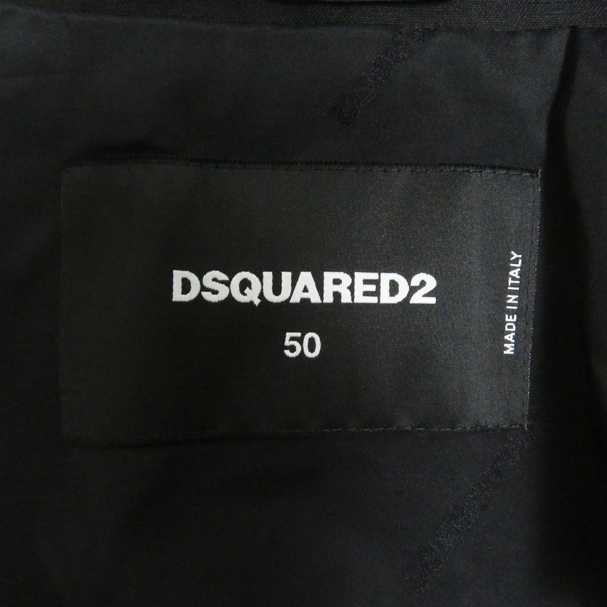 極美品□DSQUARED2／ディースクエアード エンブレムボタン エポレット付き ウール ミドル丈 チェスターコート 黒 50 イタリア製 正規品