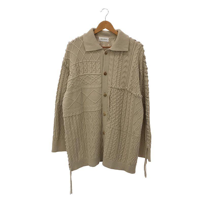 BELPER / ベルパー | LINKING KNIT JACKET ケーブルニット 
