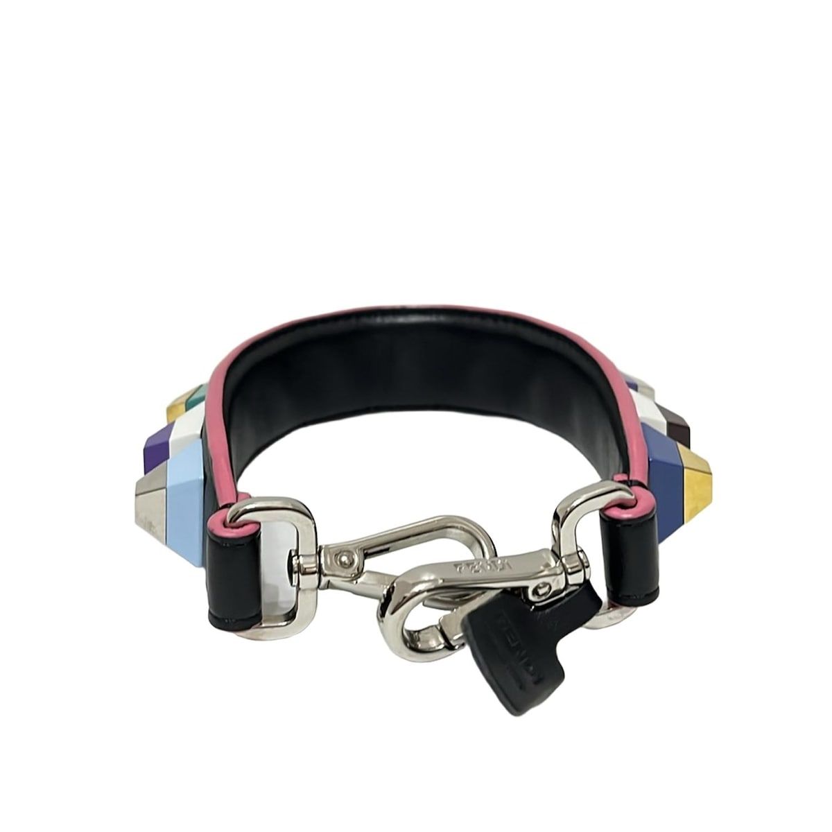 FENDI フェンディ ストラップ ミニストラップユー 黒×マルチ ショルダーストラップ|マルチ レインボースタッズ レザー